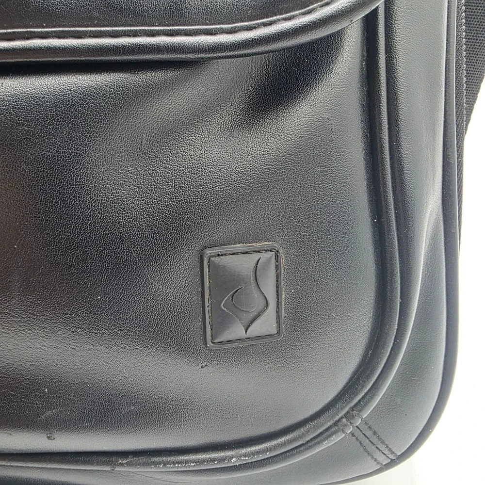 Black Faux Leather Laptop Briefcase Messenger Bag Professional Bag 15x12x6in